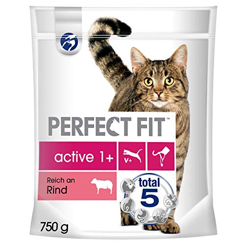 Perfect Fit Katzenfutter Trockenfutter Active Adult 1 Reich an Rind 1 Beutel 1 x 750g