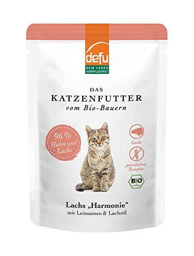 defu Katzenfutter 1 x 85 g Bio Lachs Harmonie Nassfutter Premium Bio Katzenfutter Pate für Katzen