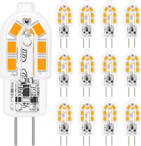 Jewan Lampen 12er Pack 2W Birne Warmweiß 3000K Ersatz 20W Halogenlampen 200LM 360 Abstrahlwinkel Nicht Dimmbar Kein Flimmern 12V AC Energiesparlampe
