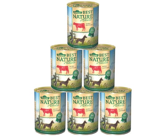 Dehner Best Hundefutter Adult Rind und Reis mit Distelöl 6x 400g 2.4