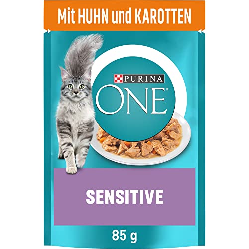 PURINA ONE Sensitive Katzenfutter nass zarte Stückchen in Sauce mit Huhn 26er Pack 26 x 85g