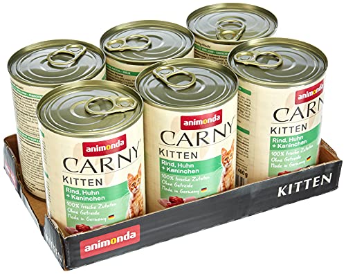 animonda GranCarno Carny Kitten Katzenfutter Nassfutter Katzen bis 1 Jahr Rind Huhn Kaninchen 6 x 400 g