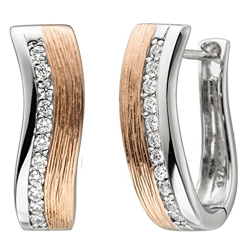 Jobo Damen-Creolen aus 925 Sterling Silber Bicolor vergoldet mit Zirkonia