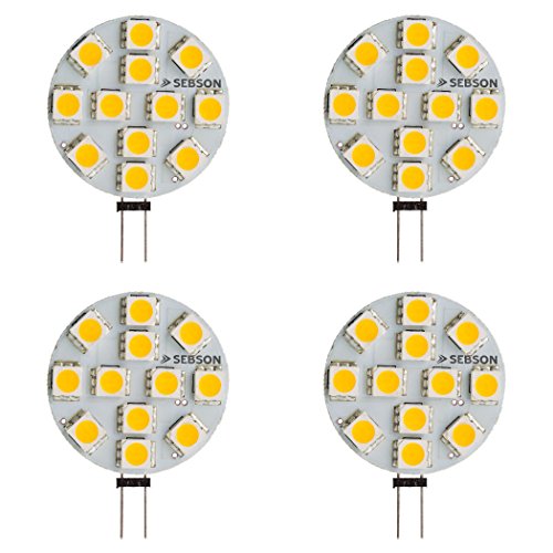 SEBSON LED Lampe G4 warmweiß 3W 2.5W ersetzt 20W Glühlampe 200lm GU4 Stiftsockel 12V DC Leuchtmittel 110 4er Pack