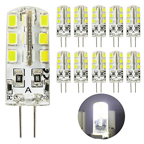 Mengjay 10 Stück 3 Watt DC 12V G4 LED Lichtbirnen Entspricht 30W Halogen Spurbirne 6000k Kaltweiß