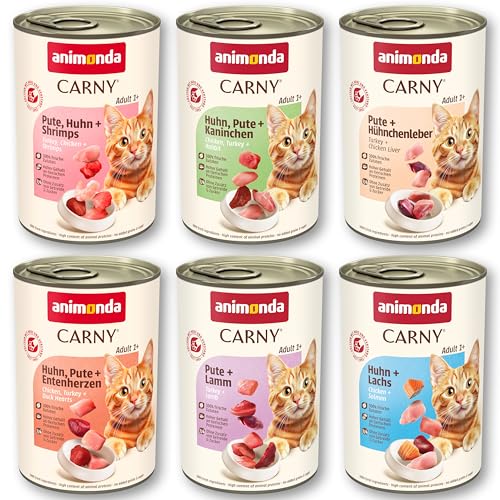 animonda Carny Adult Geflügel Variation 6x 400g Katzennassfutter für ausgewachsene Nassfutter 100 % frischen fleischlichen Zutaten Katzenfutter ohne Getreide und Zucker