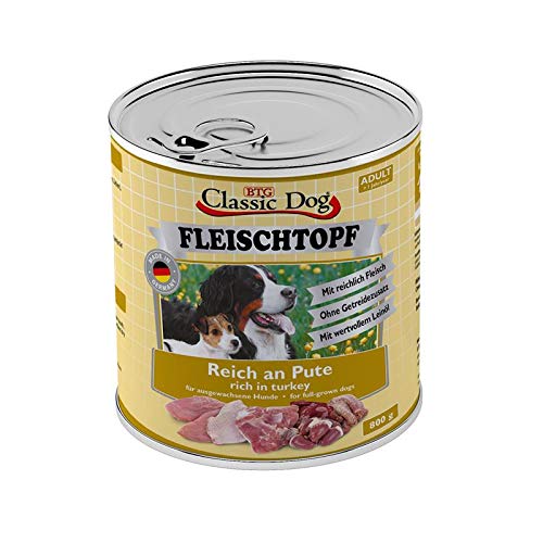 Classic Dog Adult Fleischtopf Pur Reich an Pute 6 x 800g Hundefutter