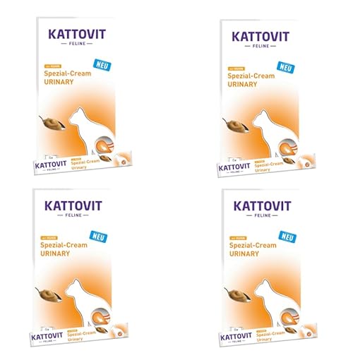 Kattovit Spezial-Creme Urinary mit Huhn 4er Pack 4 x 6 x 15 g Ergänzungsfuttermittel für ausgewachsene Katzen Ganz ohne Zucker und Farb- und Konservierungsstoffe