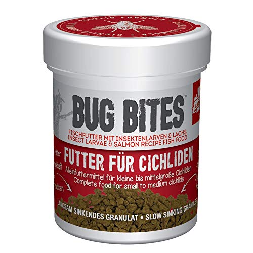 Fluval Bug Bites Fischfutter mit Insektenlarven für Cichliden langsam sinkendes Granulat 1 4-2mm 45g