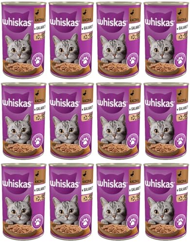 Whiskas Katzenfutter Nassfutter Adult 1 mit Ente in Gelee 12 Dosen 12 x 400g
