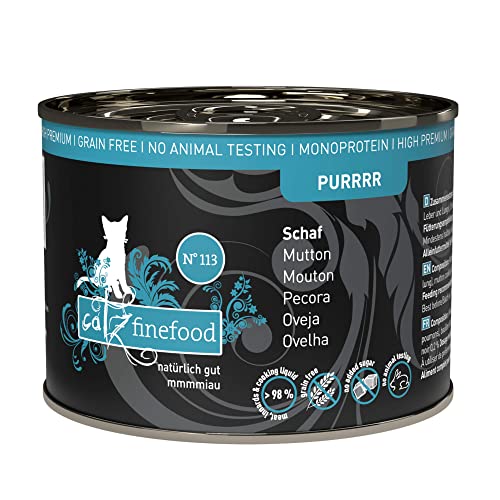 catz finefood Purrrr Schaf Monoprotein Katzenfutter nass N 113 für ernährungssensible Katzen 70% Fleischanteil 6 x 200 g Dose