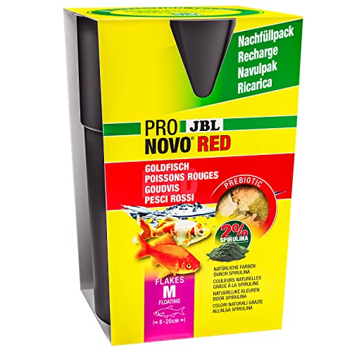 JBL PRONOVO RED FLAKES Hauptfutter für Goldfische von 8-20 cm Fischfutter-Flocken Größe M 750 ml Nachfüllpack