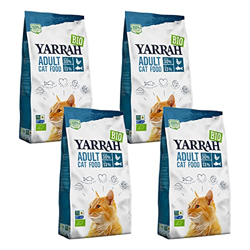 Yarrah - Trockenfutter mit Huhn Fisch für Katzen Bio - 2 4 kg - 4er Pack