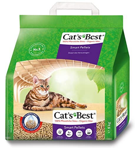 Cat s Best Smart Pellets 100 % pflanzliche Katzenstreu innovative Klumpstreu für Katzen aus antihaftenden Aktiv-Holzfasern stoppt das Heraustragen 5 kg 10 l
