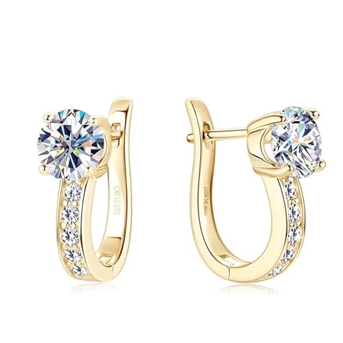 Diamant Moissanit Creolen Ohrringe 6 5mm 1 0ct mit Echtheitszertifikat-925 Sterling Silber plattiert mit Weißgold Gelbgold -Hypoallergen und Hautfreundlich-mit toller Geschenkverpackung