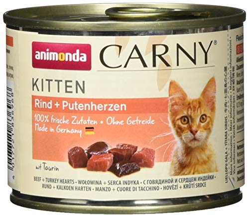 animonda Carny Kitten Katzenfutter Nassfutter Katzen bis 1 Jahr Rind Putenherzen 6 x 200 g