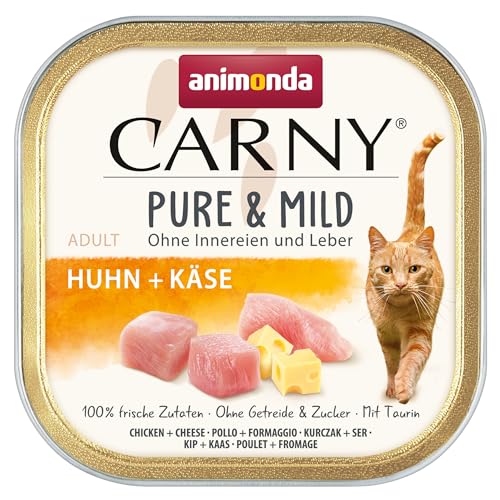 Carny Katzen Nassfutter Pure Mild Huhn Käse 32 x 100 g Leicht verdauliches Katzenfutter für sensible Katzen Katzen Nassfutter von animonda für sensible Katzen ohne Getreide und Zucker