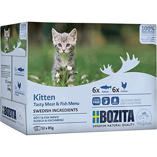 Bozita Häppchen in Soße Lachs Fleisch Kitten 12x 85g