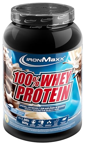 IronMaxx 100% Whey Protein Pulver - Schoko Kokos 900g Dose zuckerreduziertes wasserlösliches Eiweißpulver aus Molkenprotein viele verschiedene Geschmacksrichtungen