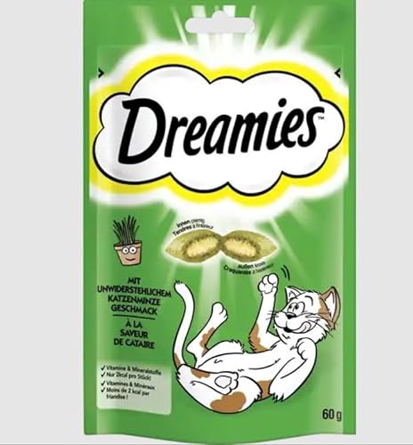 Dreamies Katzensnacks Catnip mit Katzenminze Geschmack 18x60g Außen knusprige innen cremige Katzenleckerlis