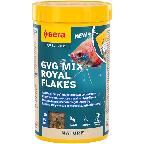 sera GVG Mix Royal Flakes 250 ml 62 g Hauptfutter für oberflächenfressende Zierfische mit ganzen getrockneten Futtertieren abwechslungsreich formstabil