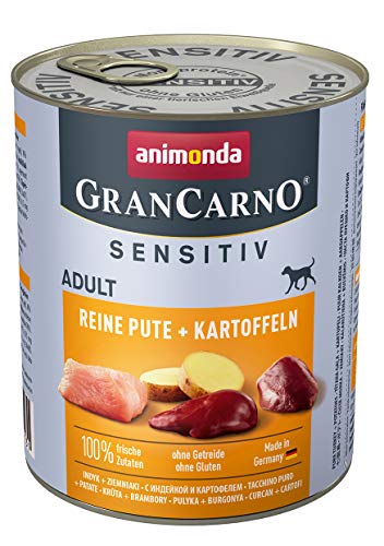 animonda GranCarno Hundefutter Adult Sensitiv Nassfutter für ausgewachsene Hunde Reine Pute Kartoffeln 6 x 800 g