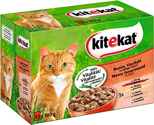 Kitekat Katzenfutter Bunte Vierfalt in Sauce 100 g 12er Pack