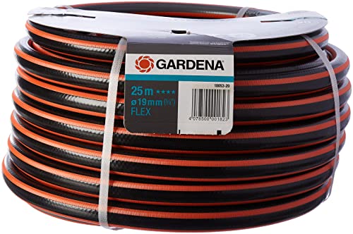 Gardena Comfort FLEX Schlauch 19 mm 3 4 Zoll 25 m Formstabiler flexibler Gartenschlauch mit Power-Grip-Profil aus hochwertigem Spiralgewebe 25 bar Berstdruck ohne Systemteile 18053-20 Schwarz