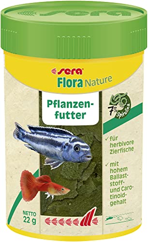 sera Flora Nature 100 ml Pflanzenfutter aus Flocken mit ballaststoff- carotinoidreichen Inhaltsstoffen Flockenfutter fürs Aquarium Fischfutter mit hoher Futterverwertbarkeit somit weniger Algen