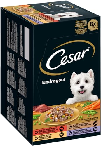 Cesar Schale Multipack Landragout 4 Varietäten 8X 150g Nassfutter Hundefutter Landküche