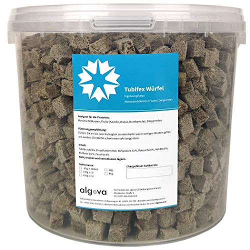 algova Tubifex Würfel Gefriergetrocknet Fischfutter Schildkrötenfutter 5L 0.50kg