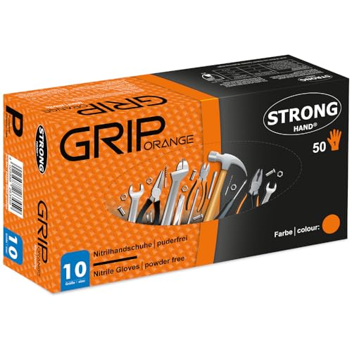 STRONGHAND Grip Orange Einweghandschuh Grip Orange Gr. 10 orange Nitril 50 St. Box Grö e 10 orange Nitril