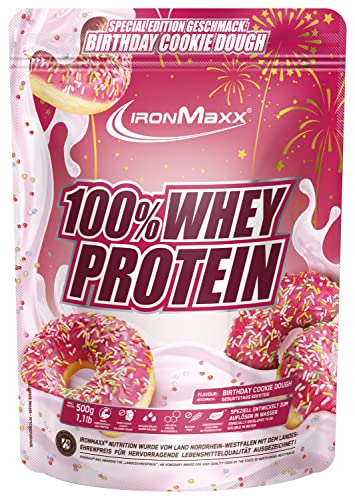 IronMaxx 100% Whey Protein Pulver - Birthday Cookie Dough 500g Beutel zuckerreduziertes wasserlösliches Eiweißpulver aus Molkenprotein viele verschiedene Geschmacksrichtungen