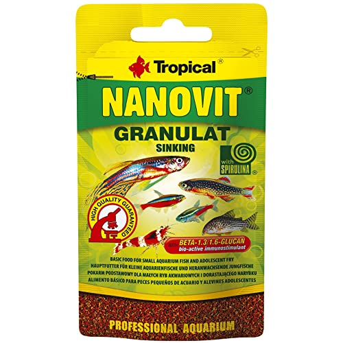Tropisches Fischfutter Nanovit Granulat Grundfutter für kleine Aquariumfische und entzückende Frittiere Beutel 10 g 1 Stück