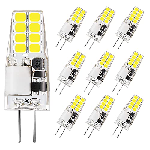 VINBE G4 LED Lampen 3 W entspricht 35 W Halogen lampen 12 V AC DC 350 Lumen flackerfrei nicht dimmbar G4 sockel weiß 6000 K 10 Pcs