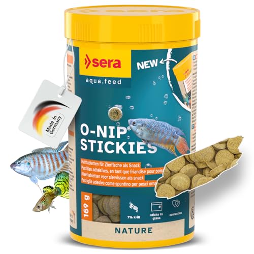 sera O-Nip Stickies 250 ml 169 g haftende Leckerbissen-Tabs für Zierfische ohne Farb- Konservierungsstoffe mit Mückenlarven Tubifex 7% Krill zur Beobachtung am Aquarienglas