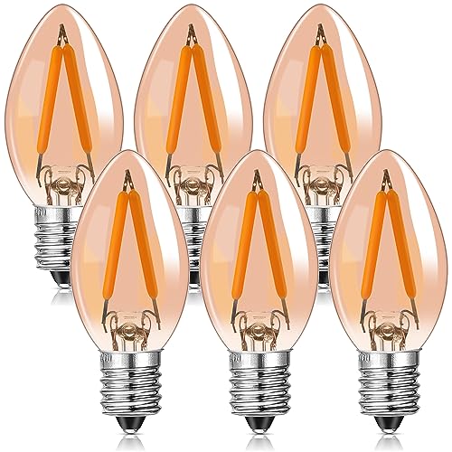Genixgreen C7 LED Lampe aktualisierte 1.5W Kerze GlÃ¼hbirne E14 Kerze GlÃ¼hbirne Basis super warm weiÃŸ 2200K nicht dimmbar bernsteinfarbene GlÃ¼h Dekoration Edison 6 pack