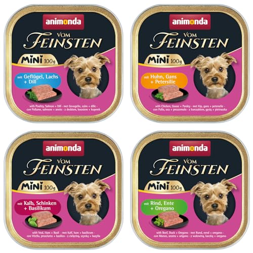 Animonda Vom Feinsten Mini 10 x 100 g Hundefutter Ohne Getreide ohne Zucker ohne Soja Nassfutter für Hunde mit leckeren Kräutern 10 x 100 g Mixpaket