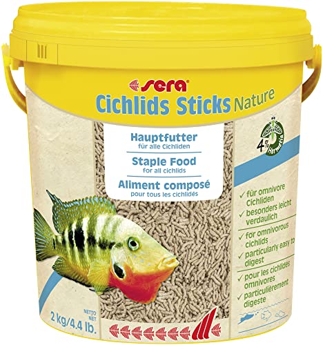 sera Cichlids Sticks Nature 10 L 2 kg - Basisfutter für größere Cichliden Barschfutter fürs Aquarium Fischfutter Aquarium
