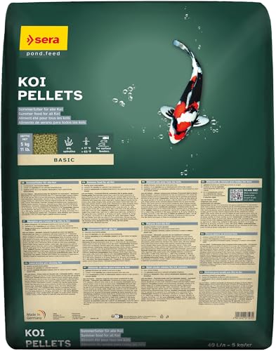 sera Koi Pellets 40 L 5 kg Energiefutter für Kois Teichfische 4% Spirulina Unterstützt gesunde Entwicklung Farbprächtigkeit Für Wassertemperaturen über 17 C