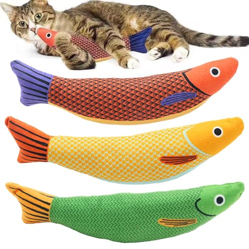 JSTHHTT 3PCS Spielzeug mit Katzenminze 22cm Fisch Katzenminze Spielzeug Simulation Fisch Katze Spielzeug Katzenminze Kissen Spielzeug Katze Katze Interaktive Spielzeug für Katze Haustiere