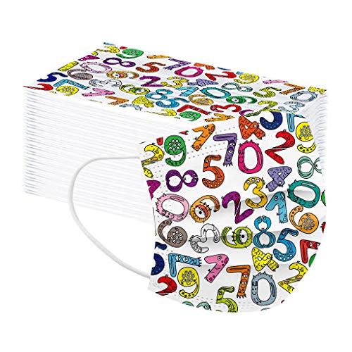 YUGHGH 50 Stück Kinder Mundschutz Einweg 3D Druck Mund und Nasenschutz Halstuch Cartoon Motiv 3-lagig Einmal MNS Mund-Tuch Staubdicht Atmungsaktiv Tücher Bandana Schals für Jungen S-32 50PC