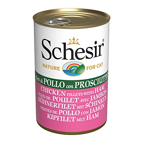 Schesir Cat Jelly Hühnerfilet mit Schinken Katzenfutter nass in Gelee 24 Dosen x 140 g