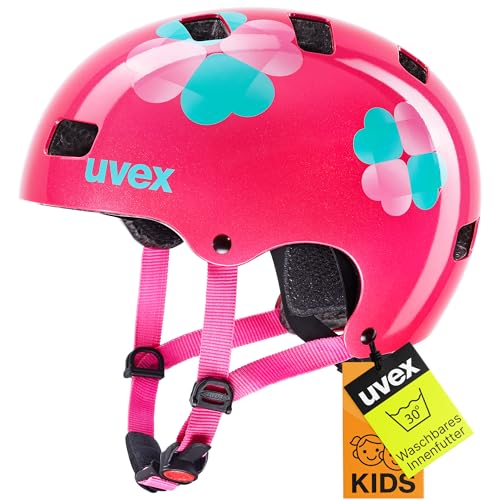 uvex Kid 3   robuster Fahrradhelm für Kinder   individuelle Größenanpassung   waschbare Innenausstattung   pink Flower   55 58 cm