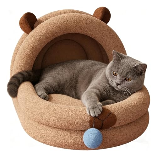 Katzenbett - Teilweise Umschlossene Capybara Motiv Beißfester Haustierhöhle Schlafplatz Weiches Plüsch Kätzchen Bett - Für Wohnzimmer Schlafzimmer Boden Katze Frühling Sommer Herbst Winter