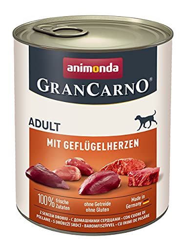 animonda GranCarno Adult Hundefutter Nassfutter für Erwachsene Hunde mit Geflügelherzen 6 x 800 g