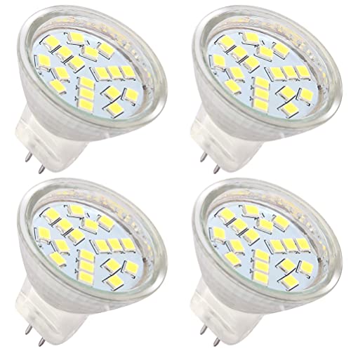 HRYSPN GU4 mr11 led 12v 24V 4W Kaltweiß 6000K ersetzt 35W Halogenlampen geeignet für Zuhause Landschaft eingebettet Schienenbeleuchtung 4 Stück