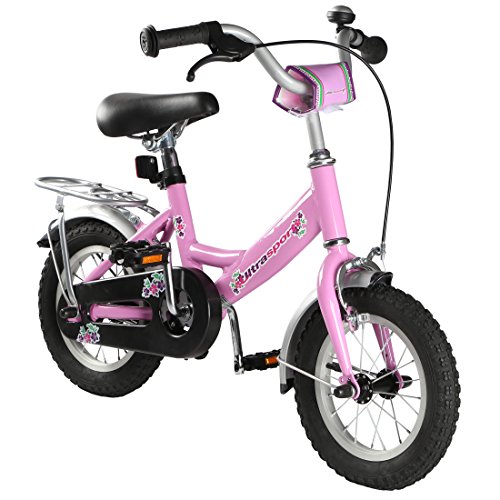 Ultrasport 12 Zoll rosafarbenes fÃ¼r MÃ¤dchen ab 3 Jahre 12 5 Zoll Kinderrad mit RÃ¼cktrittbremse