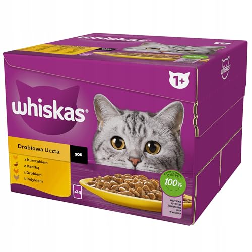 WHISKAS Portionsbeutel Multipack Vorratspack 1 Geflügel Auswahl in Sauce 24 x 85 g