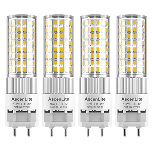 AscenLite LED G12 Birne 16W NatÃ¼rliches WeiÃŸ Bi-Pin Mais Birne 4 Packungen